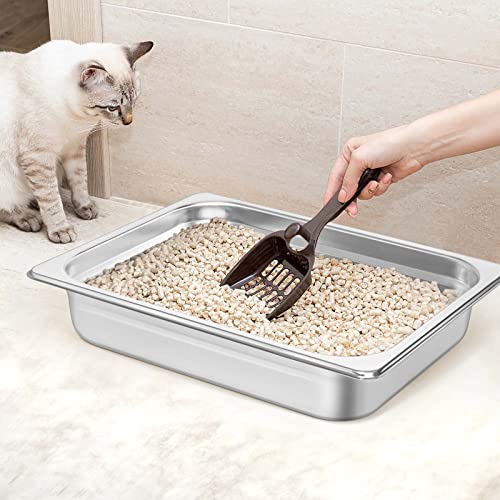 Shallow Travel Litter Box for Cats, Stainless Steel Litter Box for Cat Crate, Cat Playpen, Cat Kennel, Cage, Cat House (4 Quarts)