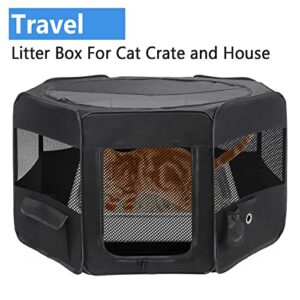 Shallow Travel Litter Box for Cats, Stainless Steel Litter Box for Cat Crate, Cat Playpen, Cat Kennel, Cage, Cat House (4 Quarts)