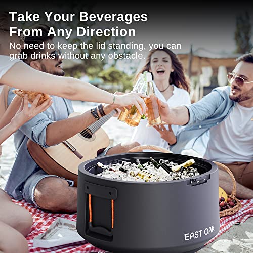 East Oak Cooler, 25 Qt Ice Chest, 28 Cans Portable Cooler with Removable Lid, Outdoor Cooler with Draining, Insulated Rotomolded Cooler,  Ice Cooler, Sealed Ice Chest for Camping, Picnic