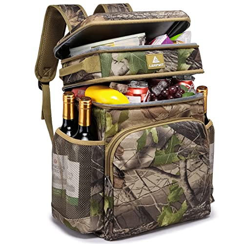 Laripwit 54 Cans Backpack Cooler Insulated Leak-Proof Camo Cooler Backpack Double Deck Lunch Backpack for Men Women - Perfect Tactical Soft Cooler Bag for Camping, Picnic, Beach, Hiking