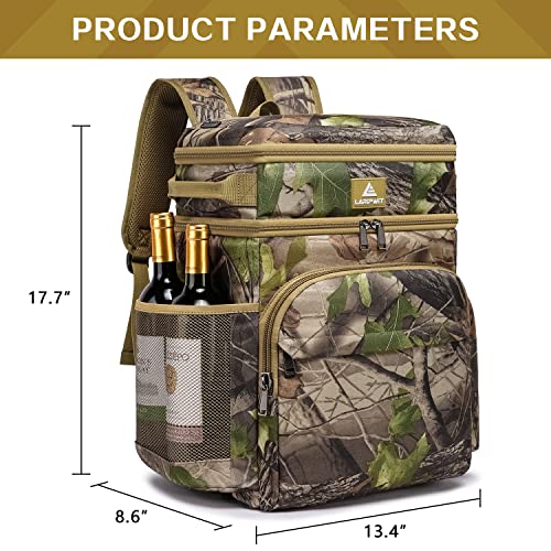 Laripwit 54 Cans Backpack Cooler Insulated Leak-Proof Camo Cooler Backpack Double Deck Lunch Backpack for Men Women - Perfect Tactical Soft Cooler Bag for Camping, Picnic, Beach, Hiking