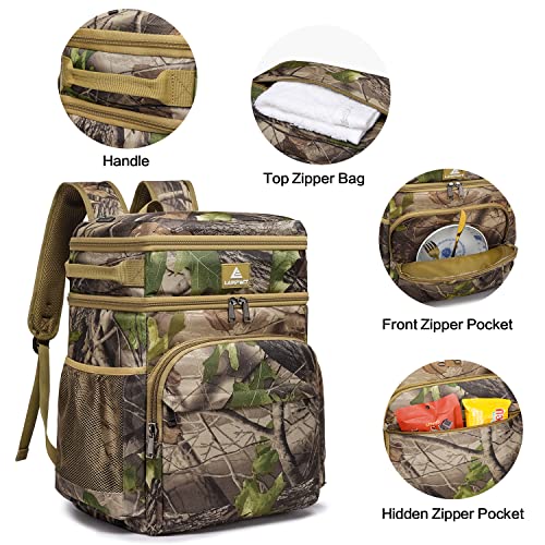 Laripwit 54 Cans Backpack Cooler Insulated Leak-Proof Camo Cooler Backpack Double Deck Lunch Backpack for Men Women - Perfect Tactical Soft Cooler Bag for Camping, Picnic, Beach, Hiking