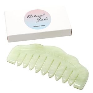 Jade Hair Comb Body Stone Back Gua Sha Tool Men Women Head Massager Scalp Comb for Stress Relax, Dandruff, Hair Growth, Acupuncture, Facial Trigger Point Treatment, Estheticians Therapists Supplies