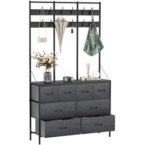 ibition 8 drawers dressers organizer with shelf for bedroom,living room,closet,entryway.chest of drawers with wooden top and sturdy metal frame,grey