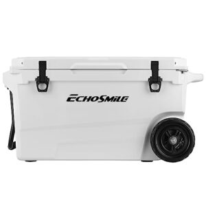 echosmile 25/30/35/40/75 quart rotomolded cooler, 5 days protale ice cooler, ice chest suit for bbq, camping, pincnic, and other outdoor activities (white)
