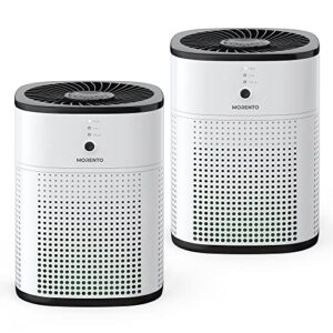 air purifiers for bedroom, morento room air purifier hepa filter for smoke, allergies, pet dander odor with fragrance sponge, small air purifier with 24db sleep mode, hy1800, black and white (2-pack)