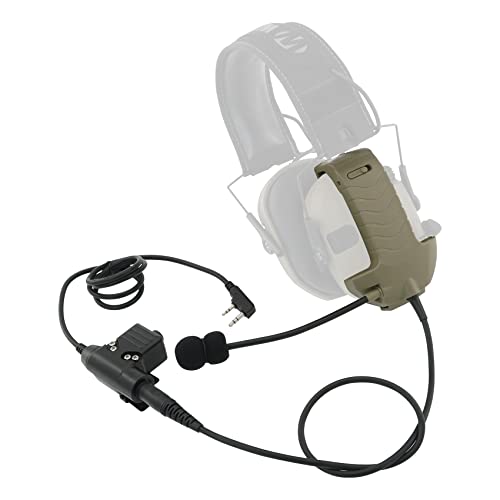 TSVISIONCORE Microphone & PTT for Walker's Razor Noise Cancelling Headphones Airsoft（Tan）