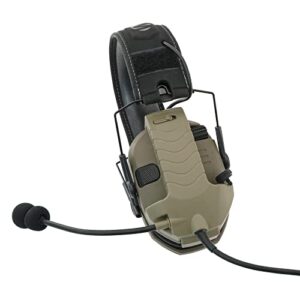 TSVISIONCORE Microphone & PTT for Walker's Razor Noise Cancelling Headphones Airsoft（Tan）