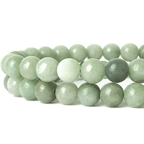 GOMOOBEADS 45 PCS of Natural Burmese Jade Beads for DIY Jewelry - 8MM Round Spacer & Energy Healing Stones, 15.5" Strand of Gemstones for Bracelets & Necklace