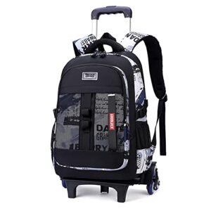 mildame boys rolling backpack kids luggage bookbag with wheels elementary wheeled schoolbag trolley bag for teens