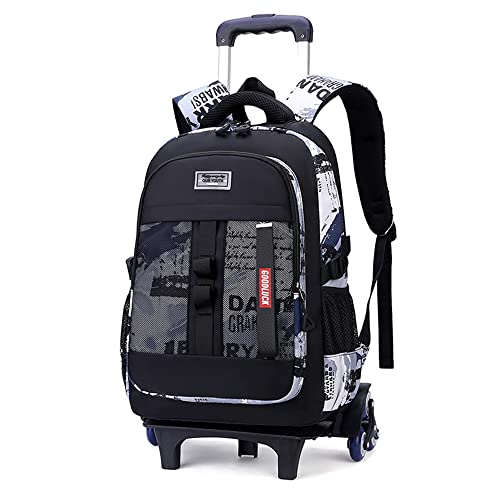 Mildame Boys Rolling Backpack Kids Luggage Bookbag with Wheels Elementary Wheeled Schoolbag Trolley Bag for Teens