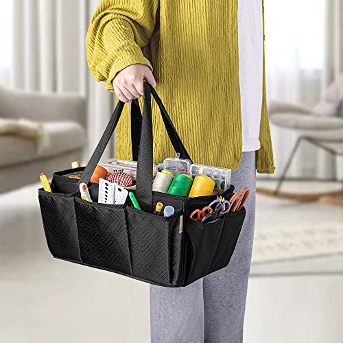Fasrom Sewing Accessories Organizer Bag, Craft Art Supply Caddy Tote Bag for Scrapbooking and Sewing Storage, Black (Empty Bag Only, Patent Designed)