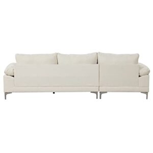 Casa Andrea Milano Modern Large Boucle L-Shape Sectional Sofa, with Extra Wide Chaise Lounge Couch, Cream