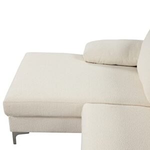 Casa Andrea Milano Modern Large Boucle L-Shape Sectional Sofa, with Extra Wide Chaise Lounge Couch, Cream