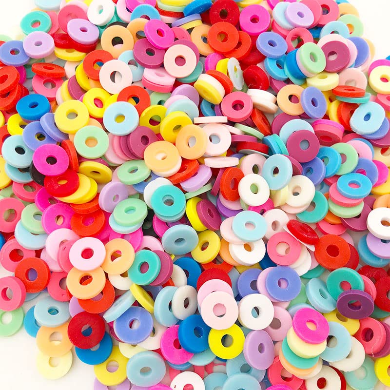 Dunsi 1300pcs Spacer Beads Set Colorful Beads Smiley Face Beads Peal Beads Flat Round Polymer Clay Beads for Necklace Bracelets Making