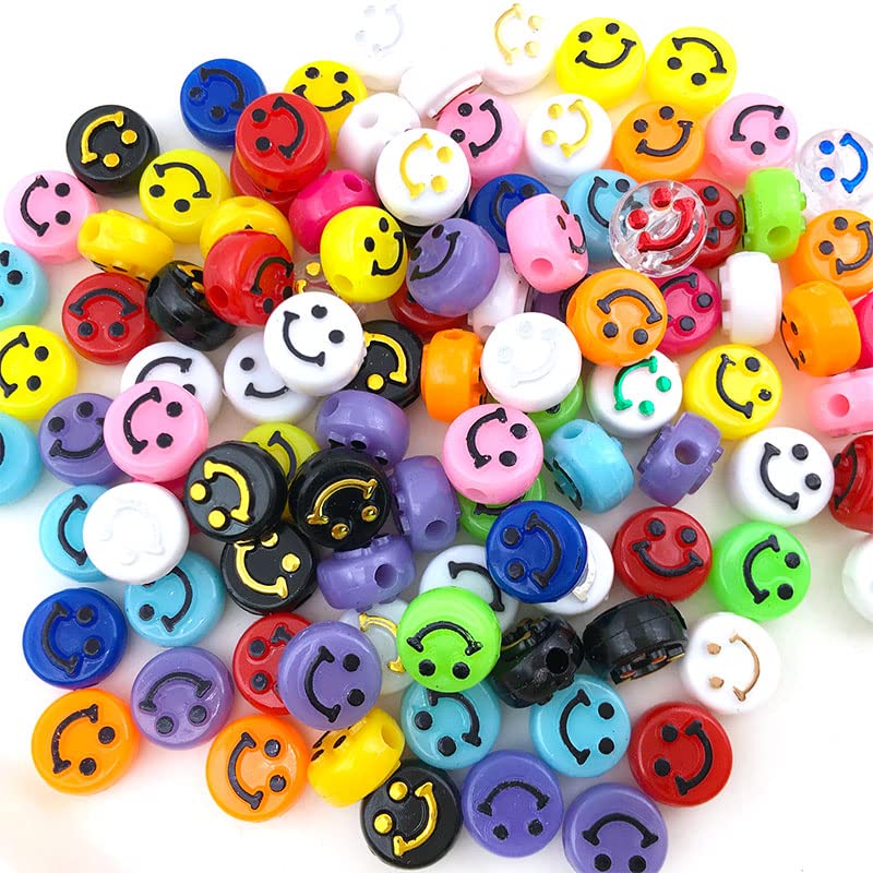 Dunsi 1300pcs Spacer Beads Set Colorful Beads Smiley Face Beads Peal Beads Flat Round Polymer Clay Beads for Necklace Bracelets Making