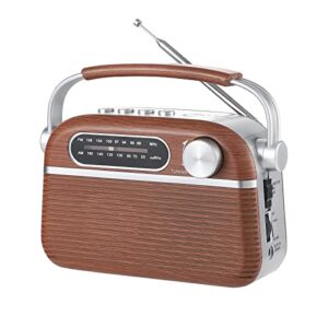 Portable Retro AM FM Radio Bluetooth Speak, Support USB and Micro SD Card MP3 Player, Battery Operated Analog Radio Or AC Power Vintage Transistor Radio with Big Speaker for Home and Outdoor