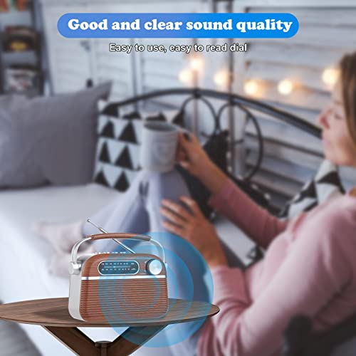 Portable Retro AM FM Radio Bluetooth Speak, Support USB and Micro SD Card MP3 Player, Battery Operated Analog Radio Or AC Power Vintage Transistor Radio with Big Speaker for Home and Outdoor
