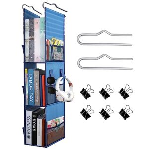 annecy locker organizer for school, work, gym, and closet, 3 shelf hanging locker accessories for girls boys, adjustable school locker shelf from 3 to 2 shelves, navy blue