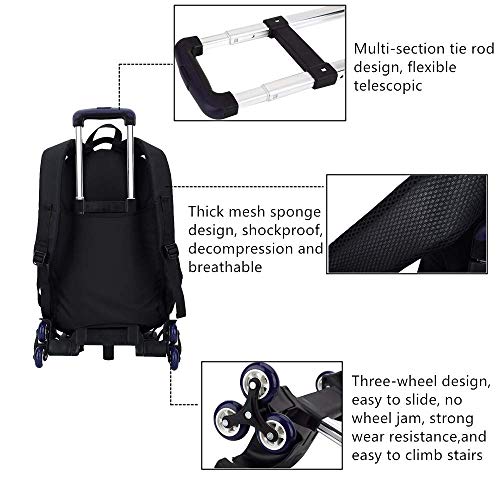 Armbq Boys Rolling Backpack with Wheels Teens Trolley Bookbag Kids Wheeled Backpack Middle and Elementary Travel Luggage School Bags