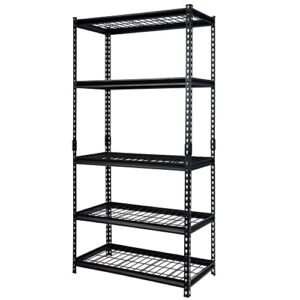 pachira 36" w x 18" d x 72" h adjustable height 5-shelf steel shelving unit utility organizer rack for home, office, and warehouse, black