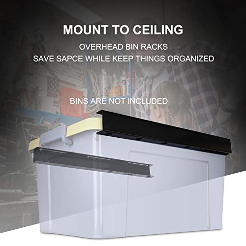 TOPOWN 4-Set Overhead Storage Bin Rack for Four Bins Garage Ceiling Storage Racks Ceiling Storage Rack Overhead Tote Storage Rack Garage Storage Ceiling Rack Garage Ceiling Rail Overhead Storage Rack