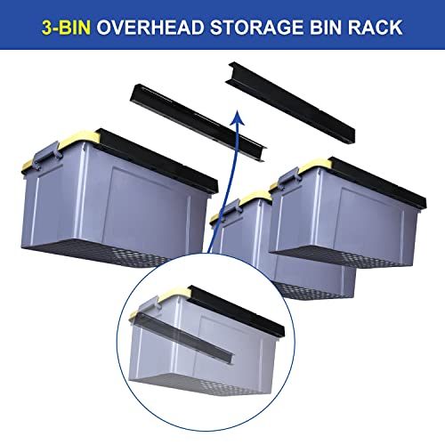 TOPOWN 4-Set Overhead Storage Bin Rack for Four Bins Garage Ceiling Storage Racks Ceiling Storage Rack Overhead Tote Storage Rack Garage Storage Ceiling Rack Garage Ceiling Rail Overhead Storage Rack