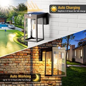 [2 Pack] Solar Wall Lights Outdoor Motion sensor, Wireless Solar Porch Lights with 2 Modes & Waterproof, Dusk to Dawn LED Outdoor Solar Lights for House, Exterior Front Porch Patio Fence Security Lamp