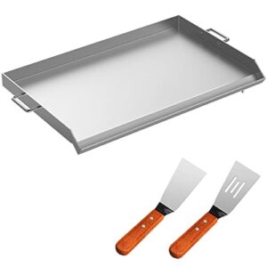 vevor stainless steel griddle,32" x 17" universal flat top rectangular plate, bbq charcoal/gas grill with 2 handles and grease groove with hole，grills for camping, tailgating and parties