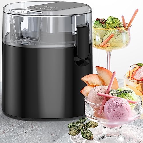 Ice Cream Maker, Ice Cream Machine 1.58 Quart Ice Cream Maker Machine Frozen Yogurt Machine with Double-Insulated Freezer Bowl, Digital Timer, Clear Lid, Gifts for Kids or Family