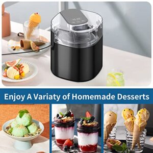 Ice Cream Maker, Ice Cream Machine 1.58 Quart Ice Cream Maker Machine Frozen Yogurt Machine with Double-Insulated Freezer Bowl, Digital Timer, Clear Lid, Gifts for Kids or Family