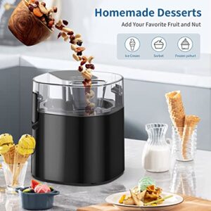 Ice Cream Maker, Ice Cream Machine 1.58 Quart Ice Cream Maker Machine Frozen Yogurt Machine with Double-Insulated Freezer Bowl, Digital Timer, Clear Lid, Gifts for Kids or Family