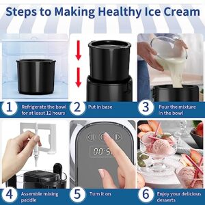 Ice Cream Maker, Ice Cream Machine 1.58 Quart Ice Cream Maker Machine Frozen Yogurt Machine with Double-Insulated Freezer Bowl, Digital Timer, Clear Lid, Gifts for Kids or Family