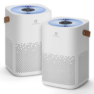 airthereal adh70 true hepa filter air purifier for desktop, bedroom and car with sleep mode, removes allergies, dust, pollen, smoke and odor, type-c usb power cable, day dawning, white (2-pack)