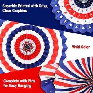 27 Pieces 4th of July Decorations Set, Red White Blue American Flag Hanging Honeycomb Paper Fans, Pom Poms, Swirls, Love USA Banner, Star Garland Patriotic Independence Day Outdoor Party Supplies