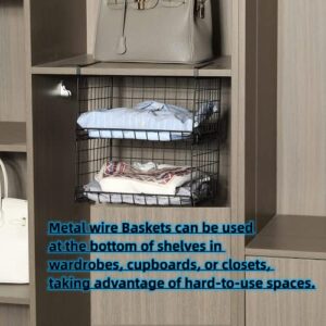 Under Shelf Basket Storage 2Pack - 11.8in Metal Under Cabinet Shelf, Hanging Wire Basket Shelves, Undershelf Storage Basket for Kitchen Pantry Bookshelf