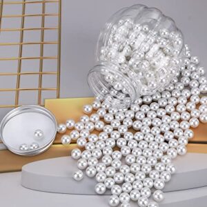 380pcs Art Faux Pearls Undrilled Faux Pearls No Hole Imitation Round Pearls Beads Loose Pearls Decorative Bulk Filler Beads for Jewelry Making, Crafts DIY, Table Scatter, Home Decoration (White 10MM)