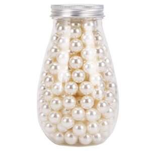 200pcs art faux pearls undrilled faux pearls no hole imitation round pearls beads loose pearls decorative bulk filler beads for jewelry making, crafts diy, table scatter, home decoration (ivory 14mm)