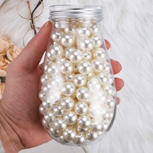 200pcs Art Faux Pearls Undrilled Faux Pearls No Hole Imitation Round Pearls Beads Loose Pearls Decorative Bulk Filler Beads for Jewelry Making, Crafts DIY, Table Scatter, Home Decoration (Ivory 14MM)