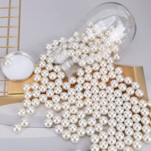 200pcs Art Faux Pearls Undrilled Faux Pearls No Hole Imitation Round Pearls Beads Loose Pearls Decorative Bulk Filler Beads for Jewelry Making, Crafts DIY, Table Scatter, Home Decoration (Ivory 14MM)