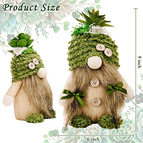 ZTML MS 2Pcs Succulent Gnomes Plush, Mr and Mrs Handmade Tomte Doll Decor Cacti Nordic Dwarf Summer Spring Green Plants Gnomes for Home Swedish Dwarf for Tiered Tray Decor, Gift for Her Him