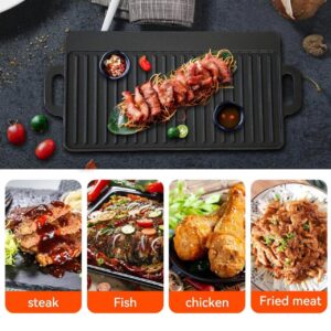 Keleday 20 Inch Cast Iron Griddle Pre-Seasoned Cast Iron Reversible Grill Griddle Pan with Two Handles Square Grill Pan for Stove top Oven and Camping Fire Indoor and Outdoor Use
