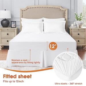 Ihanherry White King Comforter Set 8 Pieces, All Season Bed in a Bag, Comfortable King Bedding Sets with 1 Bed Skirt, 1 Fitted Sheet, 1 Flat Sheet, 1 Comforter, 2 Pillowcases, 2 Pillow Shams