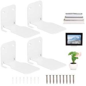 timcorr 4pcs invisible floating bookshelves: wall-mounted floating book organizers, heavy-duty metal book storage holders, multi-purpose wall ledge shelves for bedroom, living room, office