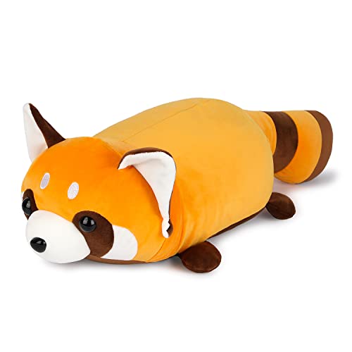 FITNISSFTW Cute Red Panda Stuffed Animals Dog Plush Toy, 24.8" Faux Fur Pillows Throw Plushie Raccoon Pillow Doll, Soft Brown Stuff Friend Hugging Cushion - Kawaii Present for Every Age & Occasion