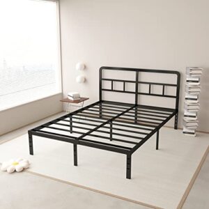 Maenizi Full Bed Frame with Headboard, 14 Inch Full Size Bed Frame No Box Spring Needed Support Up to 3000 lbs, Noise Free, Easy Assembely, Black