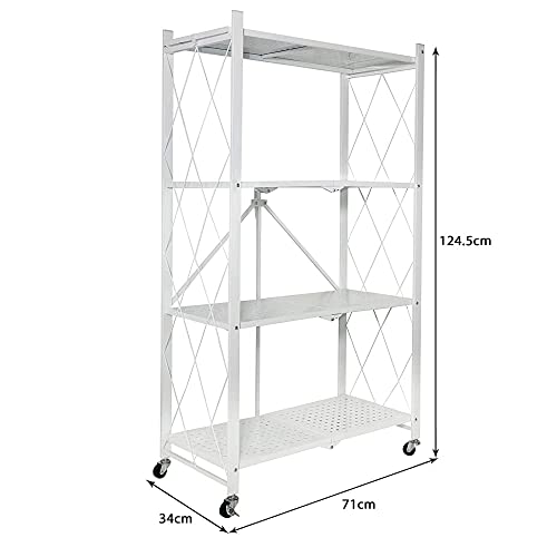 ATAAY Shelf Storage Trolley Trolley Trolley Storage Rack/White