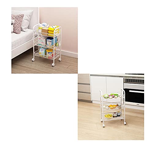 ATAAY Rolling Utility Wire Shelves and Easy Glideer Wheels/White