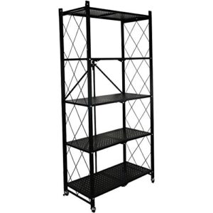 ataay shelving unit heavy duty kitchen storage rack foldable storage shelving cart withers for garage kitchen living/black