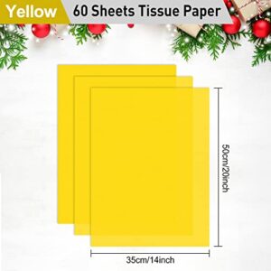 NEBURORA Yellow Tissue Paper for Gift Bags 60 Sheets Yellow Wrapping Tissue Paper Bulk 14 X 20 Inch Bright Yellow Packaging Paper for Gift Wrap Filler Crafts Birthday Wedding Sunflower Party(Yellow